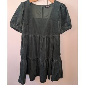 Madewell Corduroy Aidy Square Neck Mini Green Dress Size 4